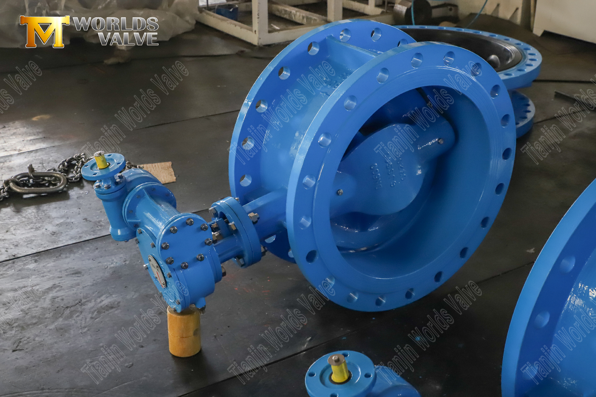 Dubbele offset PN25 vlinderklep met dubbele flenzen en versnellingsoperator-3 (3)