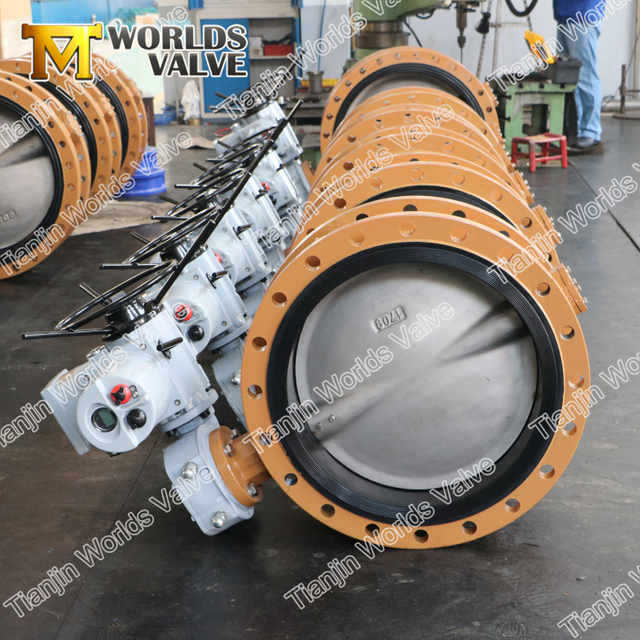 Awwac504 Dubbele Flens-uiteinden Butterfly Valve met aan / uit elektrische actuator