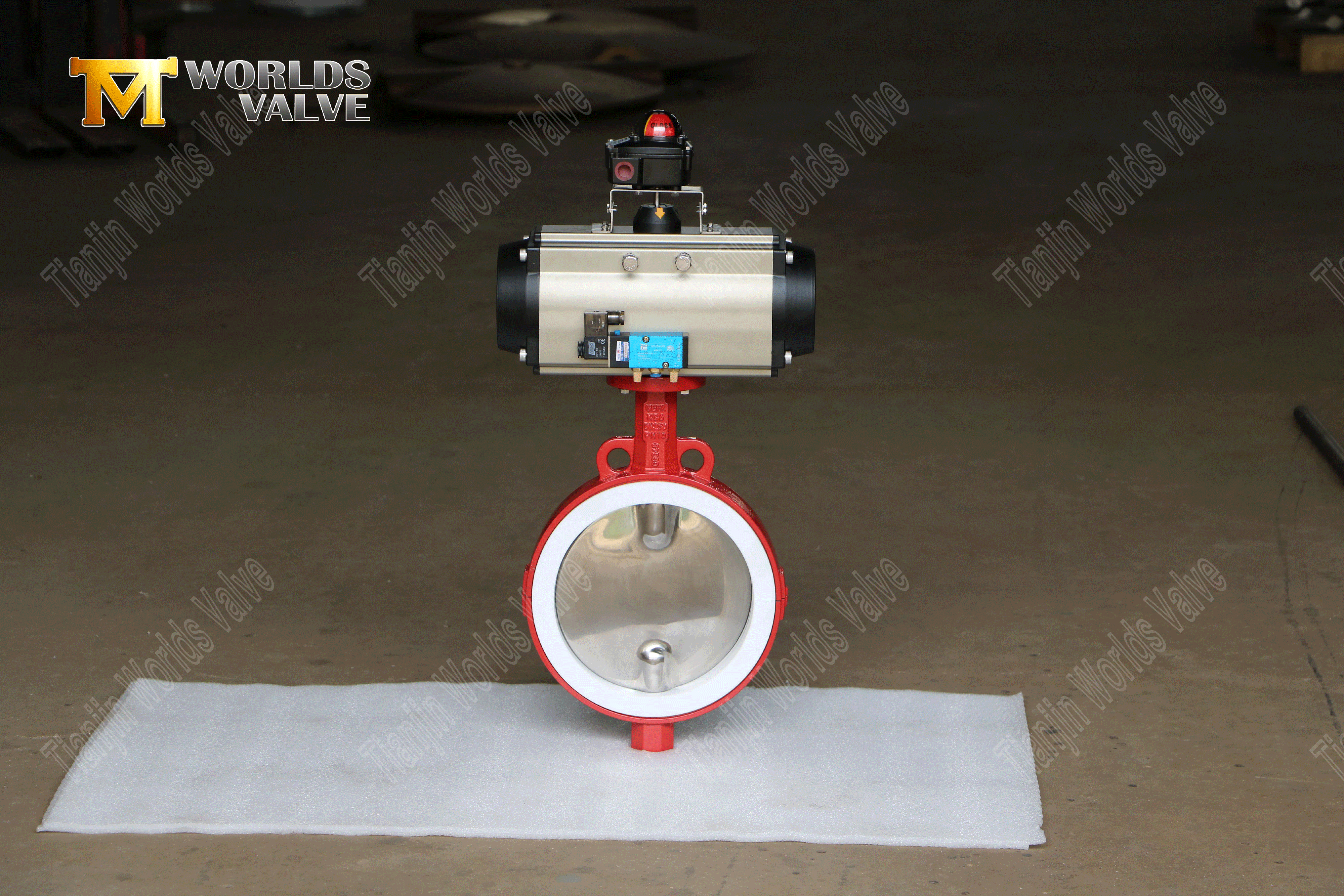 PTFE gevoerde vlinderklep met gepolijste schijf en pneumatische actuator-1 (4)