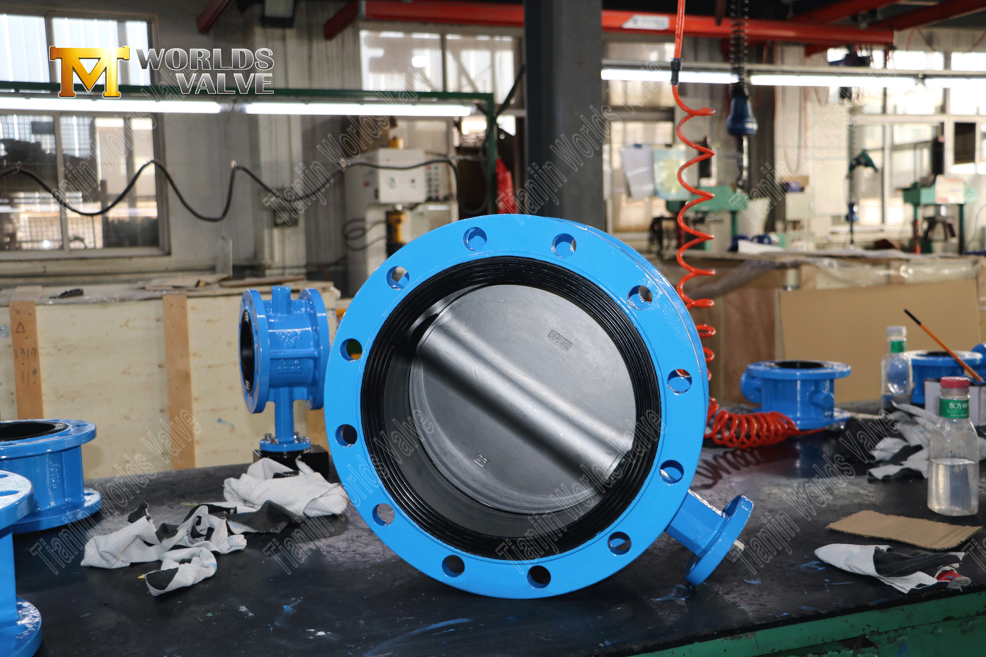 Dubbele flensaansluiting gevulkaniseerde rubberen vlinderklep