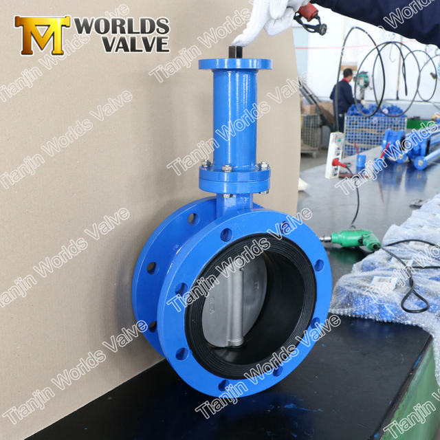 Extension Long Stem Dubbele Flens Butterfly Valve met Gear-operator