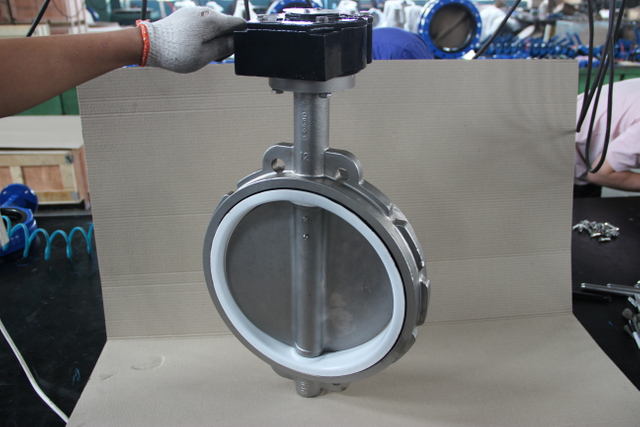 RVS CF8M SS316 Body PTFE Seat wafer vlinderklep