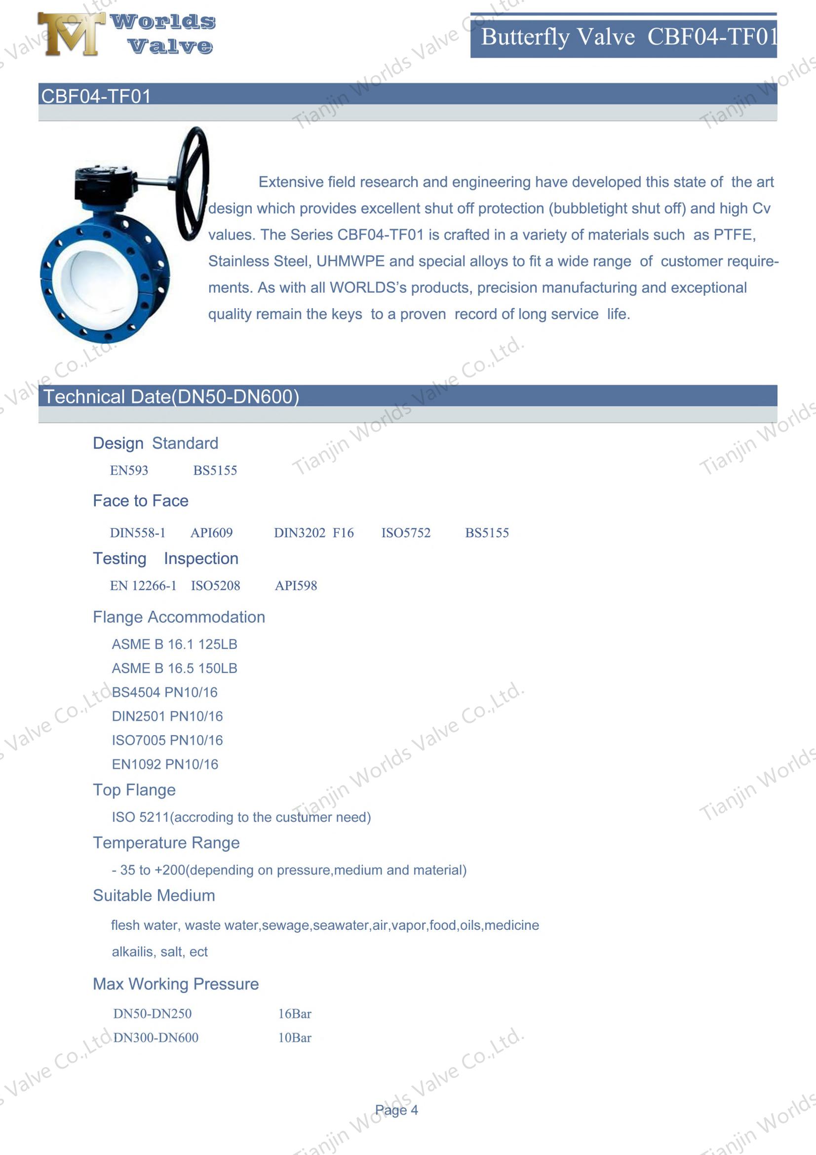 Wormwiel Dubbele flens PTFE voering Butterfly -kleppen (1)
