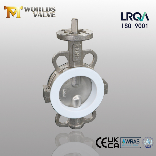 DN100 Teflon Lined Wafer Split Body Butterfly Valves | Corrosiebestendige stroomregeling