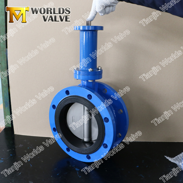 Extension Long Stem Dubbele Flens Butterfly Valve met Gear-operator