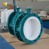 DN600 Tweedelige geflensde PTFE-vlinderklep met WCB-behuizing en tandwielbediening