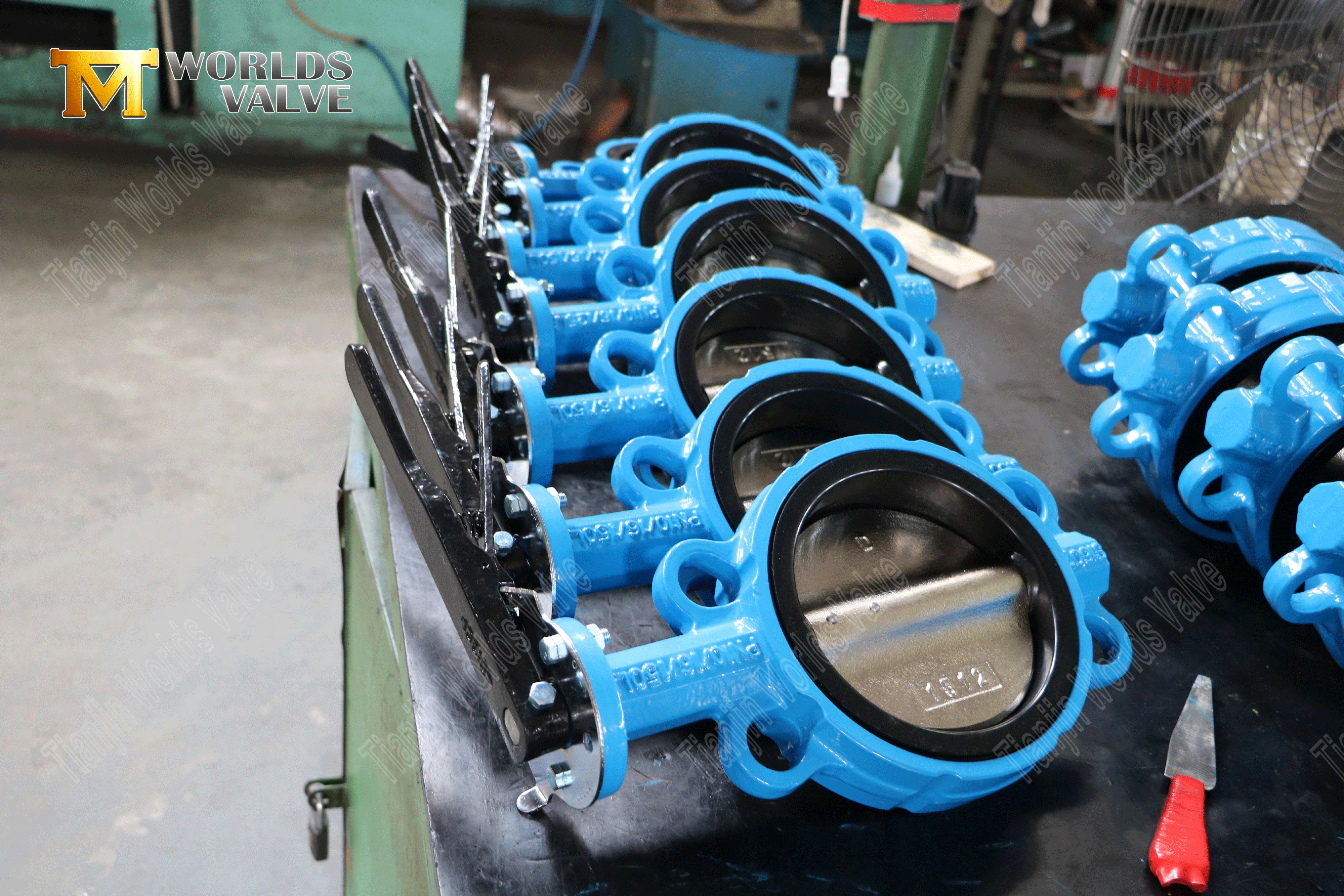 Wormwielwerken Wafer type vlinderkleppen met rubber bekleed (4)