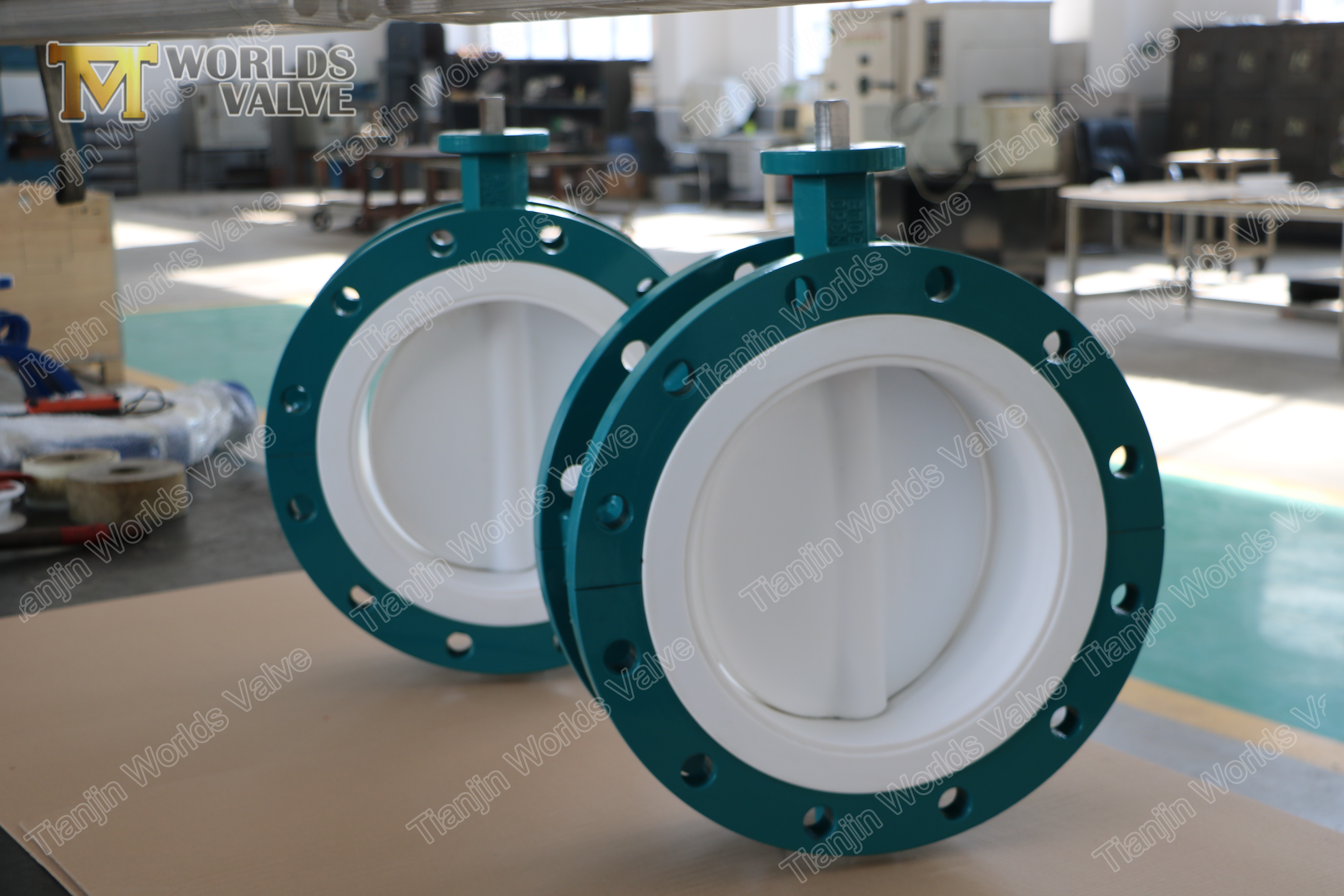 3 PTFE gecoate flens vlinderklep