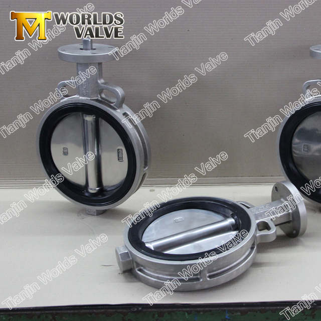 SS Wafer Type Butterfly Valve with Plished Disc