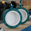 DN600 Tweedelige geflensde PTFE-vlinderklep met WCB-behuizing en tandwielbediening