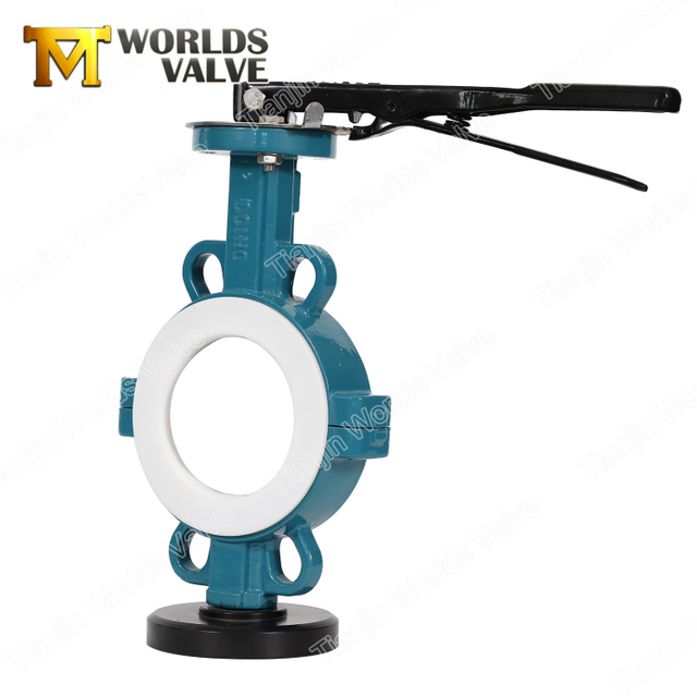PTFE-voering Disc Wafer Butterfly Valve Split Body voor zware corrosieweerstand: