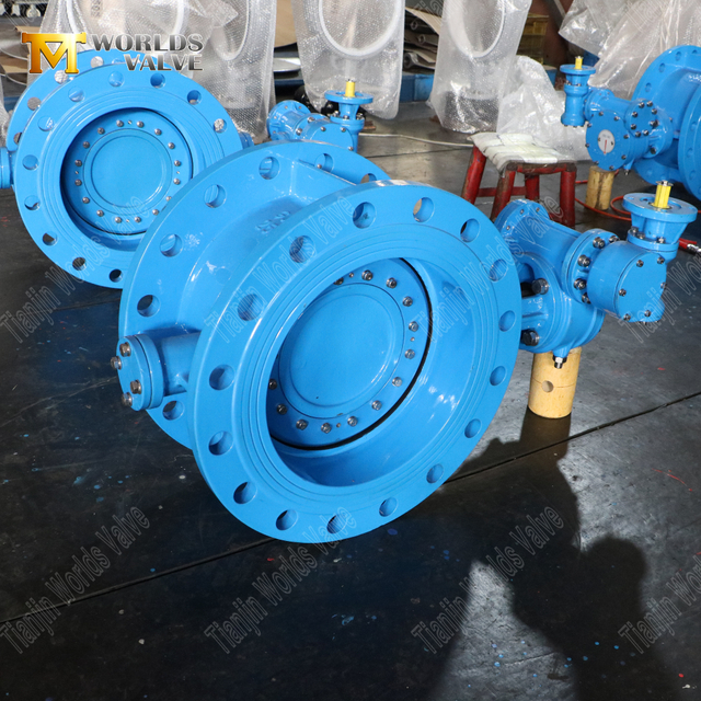 Dubbele offset PN25 vlinderklep met dubbele flenzen en versnellingsoperator | zware industriële stroomregeling