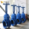Geflensde schuifafsluiter met stijgende spindel met EPDM-zitting en versnellingsbakaandrijving