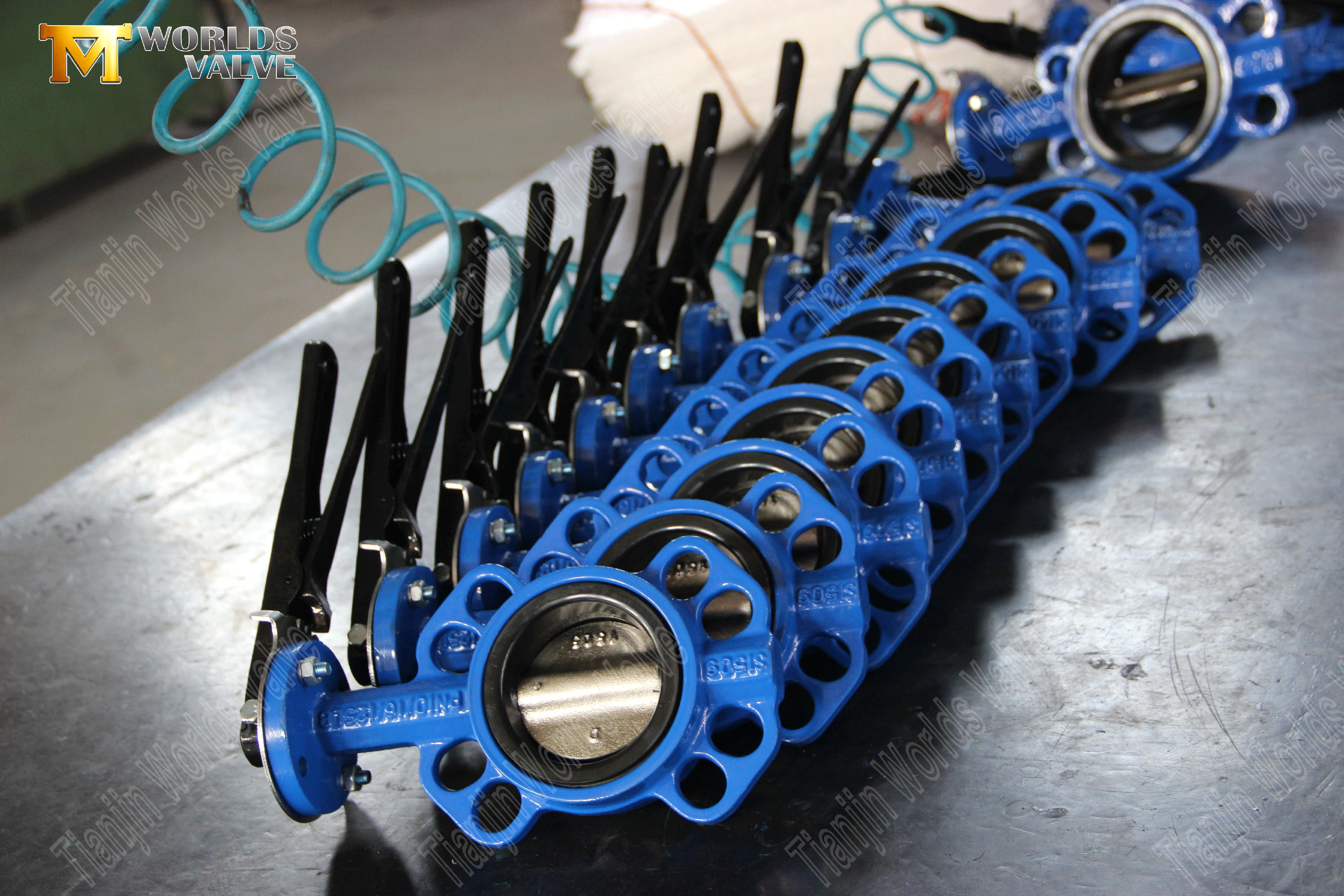 Wormwielwerken Wafer type vlinderventiel met rubber bekleed (10)