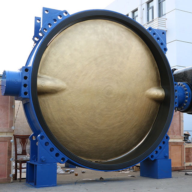 Awwa C516 Big Size Dubbele Flenzen Butterfly Valve voor waterbehandeling / controle