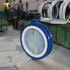 PFA vlinderklep voor chemische service | 150LB, PTFE-zitting, bediening met tandwiel