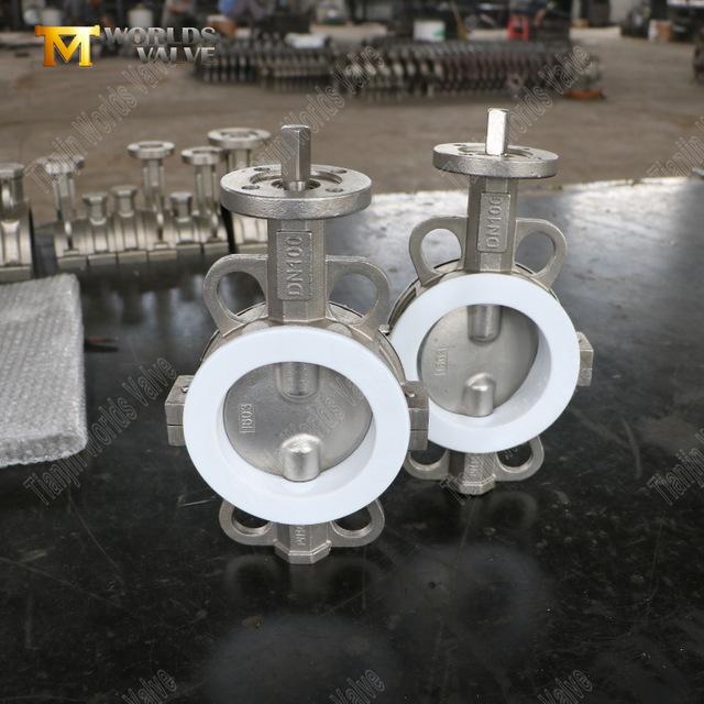 DN100 Teflon Lined Wafer Split Body Butterfly Valves | Corrosiebestendige stroomregeling