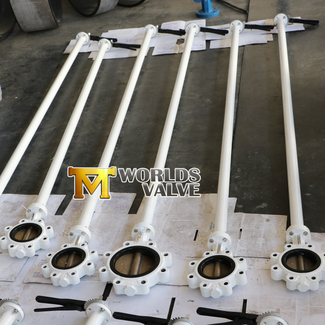 Gericht en getapt type vlinderklep met uitgebreide spindel