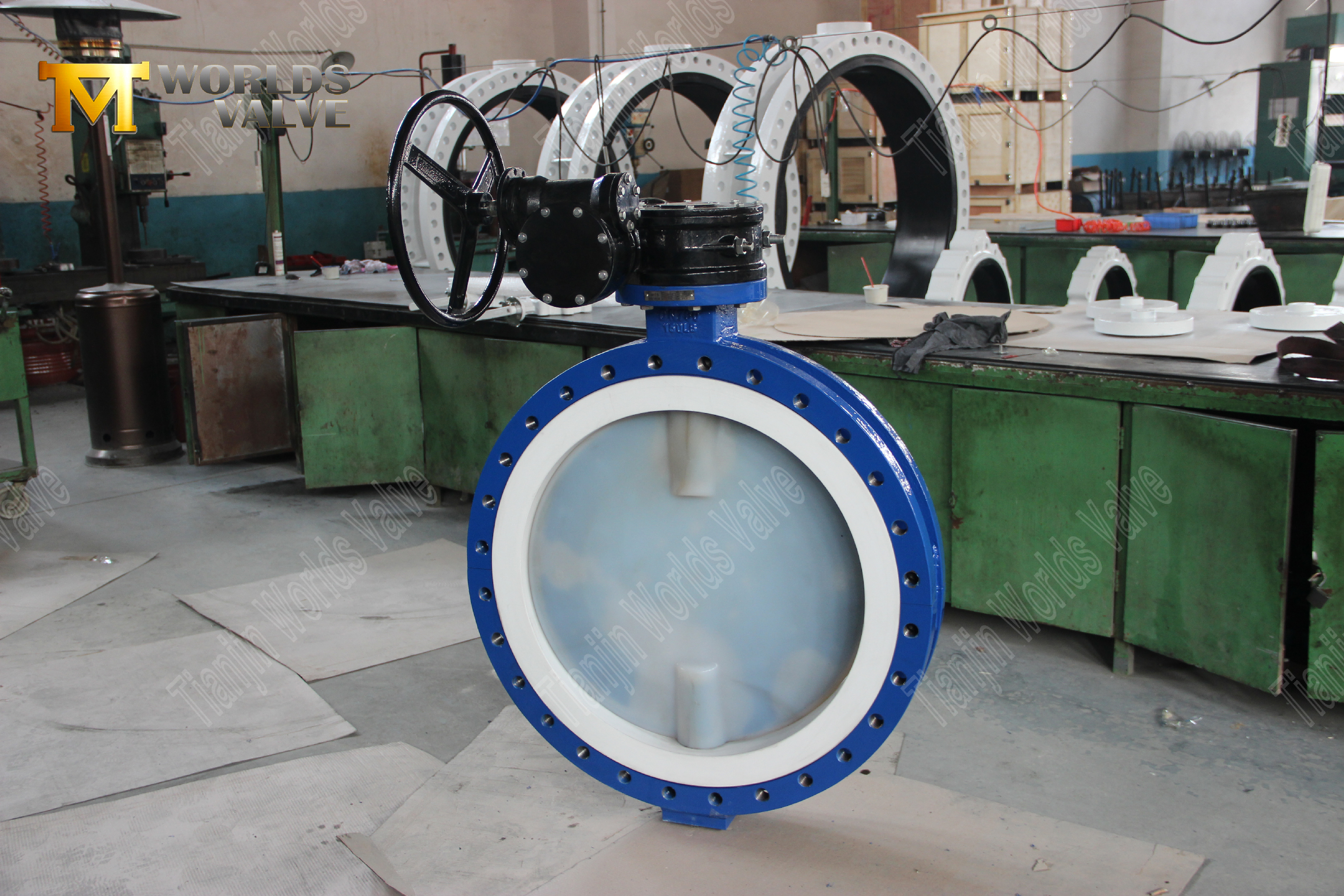 PTFE-stoel PFA gecoate schijf vlinderkleppen Ultra-zuivere corrosie-verdediging-2 (1)