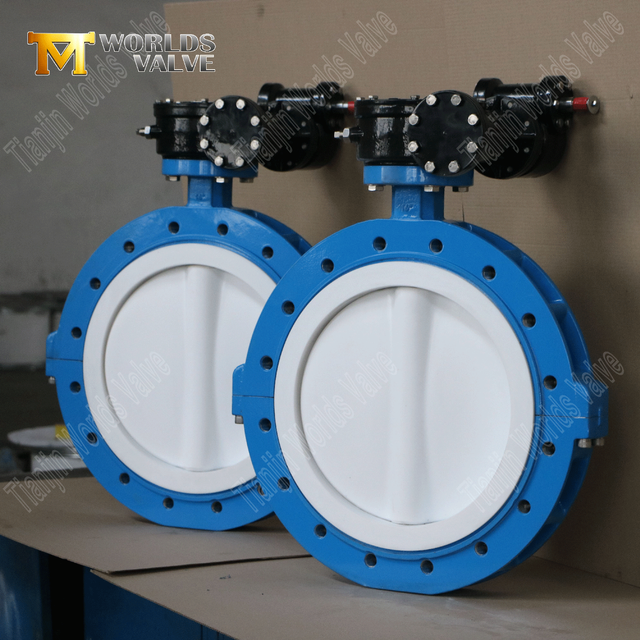 LUG Type PTFE -stoel- en schijfvlinderkleppen met wormwiel