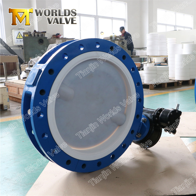 PFA gecoate voering Dubbel Flens Butterfly Valves Class150 Klasse 125