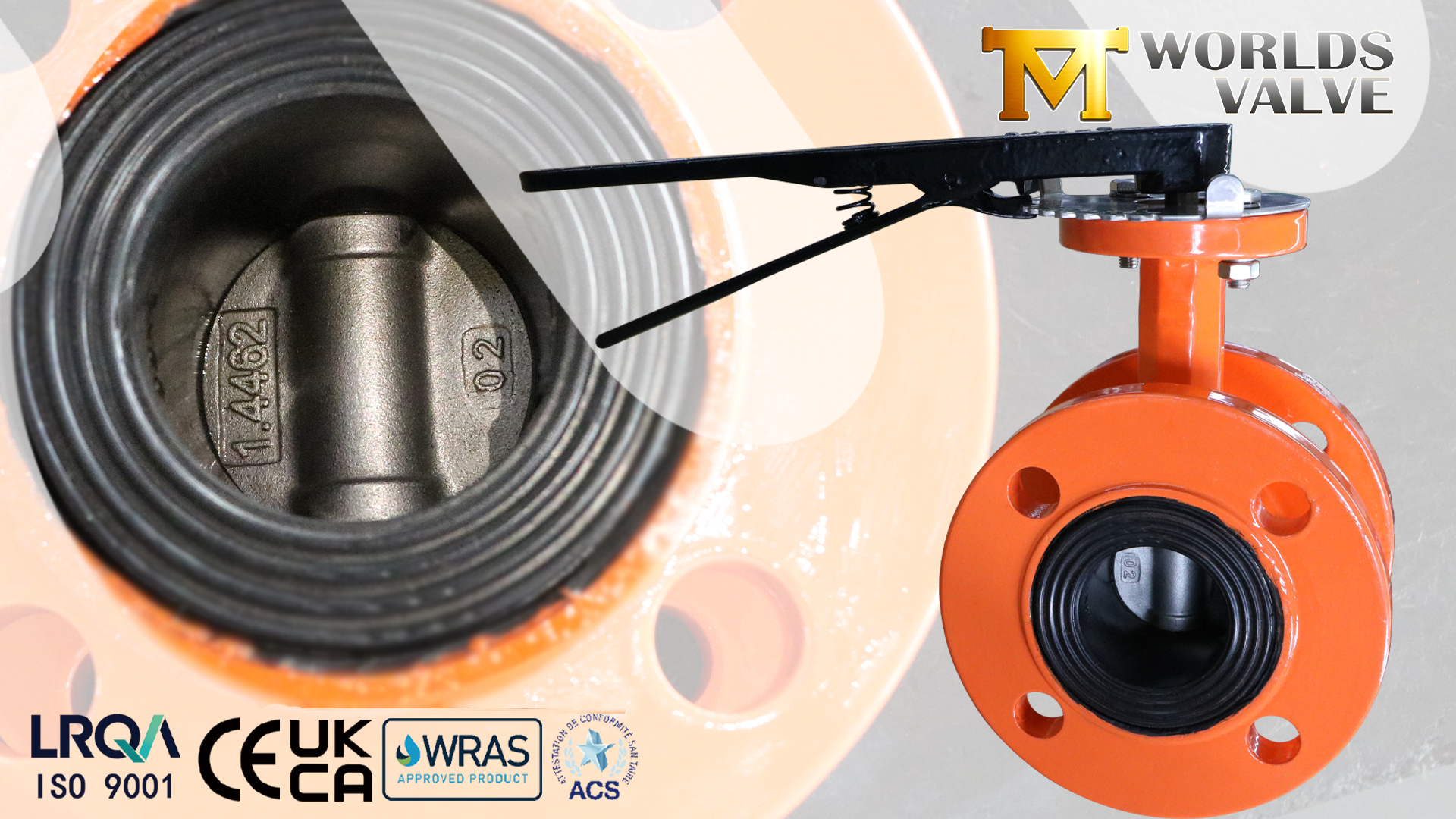 2" dubbelflensvlinderklep met 1.4462 superduplex schijf en gevulkaniseerde EPDM-zitting | Handhendel bediend